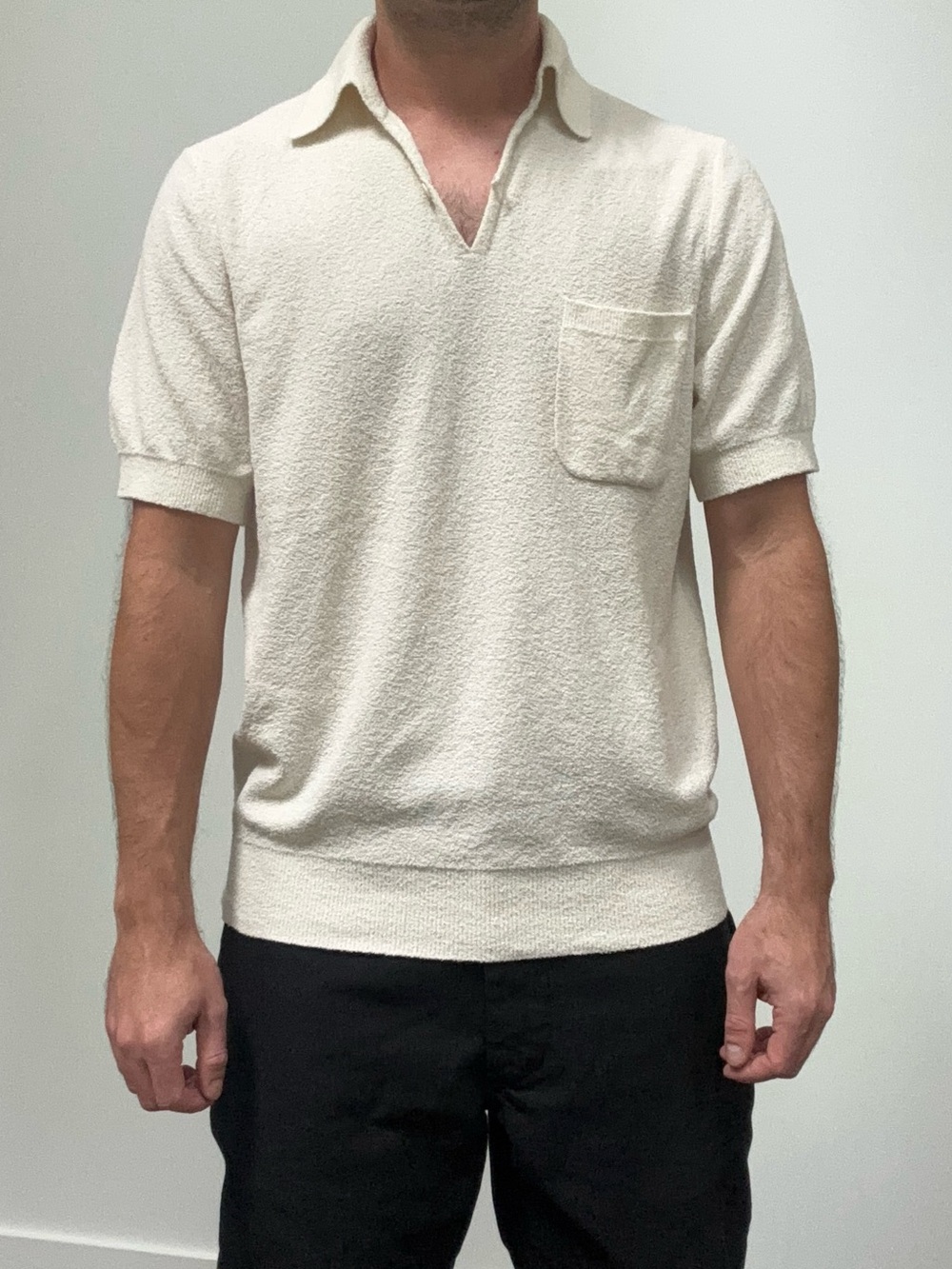 Buck Mason Cotton Loop Terry Polo Men’s Size Medium Ivory New